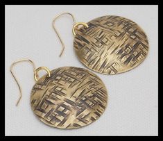 BRONZE BASKETWEAVE Handforged Hammered Antiqued and Domed | Etsy Vintage Bronze Hand Forged Earrings, Antique Finish Brass Round Earrings, Vintage Hand Forged Bronze Earrings, Brass Earrings With Antique Finish For Gift, Vintage Hammered Bronze Earrings, Hammered Bronze Vintage Earrings, Vintage Bronze Hammered Earrings, Antique Finish Brass Earrings As Gift, Dramatic Earrings