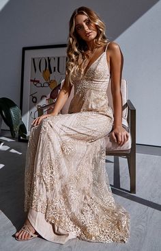 Meghan Formal Dress Gold Formal Dresses Gold, White Dress Formal, Dresses Boho, Rock Revival Jeans, Dress Gold, Dress Inspo, Bride Dresses