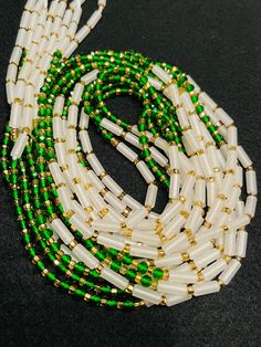 Green crystal, white , and Gold waist beads Gold Waist Beads, Waist Beads, Crystal White, Belly Chain, Green Crystal, Orlando Fl, Green Crystals, Chain Styles, Body Jewelry