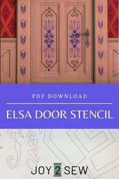 the front cover of elsa door stencil by joy 2 sew, with an ornate design