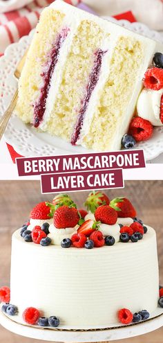 two different types of berry mascarpone layer cake