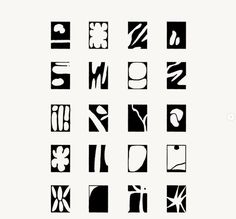 black and white typefaces with different shapes, sizes, and colors on them