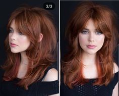 Muted Red Brown Hair, Straight Long Shag, Red Shag Haircut Medium, Grow Out Bangs Haircut, Redhead Shag Haircut, 2023 Shag Hair Trends For Women, 60s Haircut, Fairy Haircut, World Hair