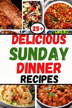 the cover of 25 delicious sunday dinner recipes