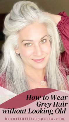 1 how to wear grey hair without looking old 40 Year Old Grey Hairstyles, Grey Hair In Your 40, Fall Grey Hair, Grey In Front Dark In Back Hair, Going White Hair Gracefully, White Hair Styles For Women Over 50 Aging Gracefully, Grey Hair Makeover, Best Way To Transition To Grey Hair, Hair Color Cover Grey Hair