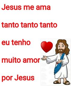 jesus is holding a heart with the words jesus me ama, tanto tango