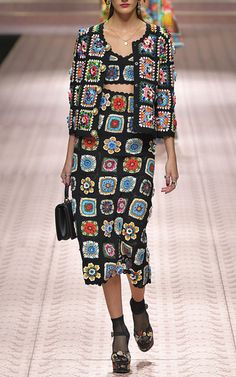 Dolce & Gabbana Trunkshow | Moda Operandi Dolce And Gabbana Fashion, Knitted Skirt, Mode Crochet, Stil Boho, Crochet Set, Crochet Jacket, Granny Square Crochet Pattern, Crochet Skirt, Crochet Art