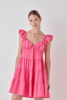 This romantic mini dress from endless rose can be styled for both casual and special occasions. The ruffle sleeves, tiered design, and flowy silhouette create a whimsical piece. The lining makes this dress comfortable to wear all day, or night, long, while the side zipper makes changing a breeze. Layered ruffle cap sleeves Elastic at shoulders V-neck Tiered design Lined Mini length Flowy silhouette Concealed side zipper with hook-and-eye closure Hand wash cold Do not bleach Do not tumble dry Iro Pink Flowy Mini Dress With Ruffle Sleeves, Flowy Pink Mini Dress With Ruffle Hem, Casual Pink Tiered Mini Dress, Flowy Pink Ruffled Mini Dress, Pink A-line Mini Dress With Ruffles, Dress Comfortable, Tiered Mini Dress, Ruffle Sleeves, Mini Black Dress