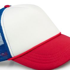 Get into the supernatural Stranger Things style with this vintage cap! This retro trucker hat is similar to the one worn by Dustin Henderson on the hit Netflix series Stranger Things. The foam front-panel is white and has royal blue mesh netting with a red brim. It's fully adjustable and will fit on most head sizes. Add it to your collection of Stranger Things TV series merchandise Stranger Things Style, Stranger Things Tv Series, Dustin Henderson, Vintage Calendar, Stranger Things Tv, Puzzle Shop, Vintage Cap, Mesh Netting, Vinyl Shirts