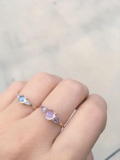 Penelope Moonstone ring, Moonstone and  rosecut sapphire ring, 3 stone ring, 14k gold rainbow moonstone ring Ring Bearer Beach Wedding, Penny Ring, Light Sapphire Ring, Fancy Stuff, Jewerly Set, Light Blue Sapphire, Baby Help, Lapis Jewelry, Timeless Ring