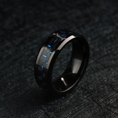 Titanium Carbon Fiber Wedding Ring Black Titanium Engagement Ring, Black And Blue Wedding Bands For Men, Mens Wedding Bands Carbon Fiber, Navy Blue Wedding Rings, Carbon Fiber Wedding Band Men Rings, Mens Sapphire Wedding Band, Carbon Fiber Wedding Band, Mens Wedding Rings Black, Mens Wedding Rings Titanium