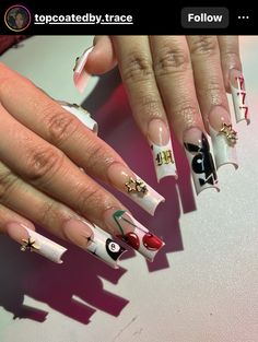 Unghie Gangsta, Money Sign Nails Designs, Kehlani Nails, No Charm Nails, Dollar Nails Designs, Nails Streetwear, Ak47 Nails, Money Nail Set, Hip Hop Nails