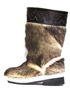 These boots made with dog fur on the outside. Used felt for inside lining. Extra warm for people who work outside. Brown Boots With Faux Fur Trim, Brown Sheepskin Boots With Faux Fur Lining, Work Outside, Wool Leggings, Sorel Winter Boot, Wool Socks, Compression Leggings, Fur Boots, Mongolia