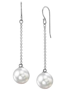 These exquisite pearl earrings add a touch of elegance to any occasion. These earrings feature two lustrous 10-11mm AAA quality White South Sea pearls, hand picked for their gorgeous luster and unblemished surface. The pearls are mountings on 14K white gold. If you have any questions about our jewelry, feel free to call us anytime at 866-87-PEARL (866-877-3275). Pearls Jewelry Diy, South Sea Pearls Earrings, White Pearl Jewelry, Jewellery Diy, Pearl Statement Earrings, Sterling Silver Jewelry Earrings, Pearl Jewellery, Sea Pearl, Handmade Wire Jewelry