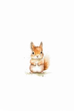 a watercolor painting of a squirrel sitting on its hind legs and looking at the camera