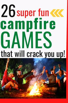 These campfire games are perfect for the whole family and great for your next camping trip. Campfire games for kids, campfire games for teens, campfire games for adults - for everybody! Camping activities and camping games you'll love. Bonfire Games Teenage, Camping Minute To Win It Games, Camping Theme Games For Kids, Cousin Camp Activities, Campfire Games For Families, Campfire Games For Kids, Camping Games For Teens, Camping Activities For Teens, Adult Camping Games