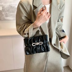 UAKISS - Fold Design Small Crossbody Bags for Women 2024 Y2K Luxury Designer Korean Fashion Handbags and Purses Female Bow Shoulder Bag SIZE: (Upper Width)21cm * (Lower Width)20cm * (Height)14cm * (Thickness)6cm Shoulder Belt Length:118cm