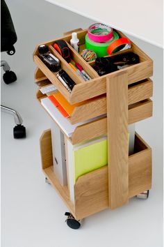 Wooden Storage Trolley | Wireworks Casper | Woodfurniture.com Storage Trolley, Conran Shop, Home Office Storage, Stationery Organization, Stationery Store, Office Storage, Wooden Storage, Desk Setup, Stationery Items