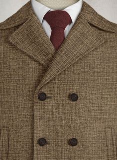 Ideal for the man who takes his style iconic, the Vintage Glasgow Brown Tweed Pea Coat is sure to fast become a wardrobe favourite. Crafted from wool, the interestingly textured tweed coat will make sure you stand out while looking effortlessly smart. 
 
 Look Includes  Vintage Glasgow Brown Tweed Fabric  Faux Horn Brown Buttons  Side Pockets   You can change the look by changing the options. 
 
Lining: 100% Viscose, Dry Clean. Luxury Tweed Blazer With Lapel Collar, Luxury Tweed Jacket With Welt Pockets, Luxury Tweed Sport Coat With Notch Lapel, Luxury Single Breasted Tweed Sport Coat, Luxury Tweed Wool Coat For Work, Luxury Tweed Jacket For Semi-formal Occasions, Tailored Tweed Wool Coat With Lapel Collar, Double-breasted Brown Wool Sport Coat, Formal Tweed Jacket With Hidden Buttons