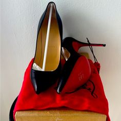 The Elegance Of New Christian Louboutin's Pigalle Nappa Leather 100mm Stilettos Is The Cabaret Spirit Incarnate. Unfortunately, They Do Not Fit Me Well Enough To Wear Outside. Pumps Nappa Leather Heel Height: 100 Mm Brand New With Box, Dust Bag, And Extra Heel Taps Made In Italy Original Price : $750 Get This Deal Today! Luxury Court Shoes With 4-inch Heel For Gala, Luxury Evening Court Shoes With 4-inch Heel, Leather Heels With Sculpted Heel For Gala, Business Heels With Red Sole In Calf Leather, Evening Heels With Red Sole And Almond Toe, Elegant High Heel Court Shoes With Red Sole, Party Court Shoes In Calf Leather With Almond Toe, Classic Evening Heels With Red Sole, Luxury Court Shoes With Padded Heel For Evening