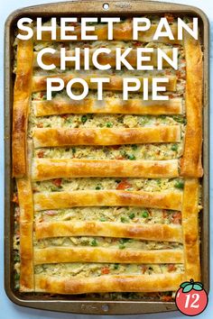 sheet pan chicken pot pie with text overlay