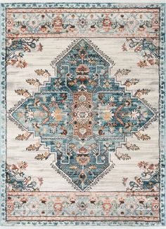 Manor Vintage Bohemian Medallion Oriental Blue Rug | Well Woven Summer Rugs, Free Yarn, Vintage Medallion, Well Woven, Boho Area Rug, 3d Texture, 8x10 Area Rugs, Soft Rug, Blue Ivory