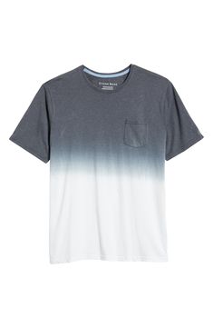 Bisected in bold dip-dye, this T-shirt made with soft, breathable cotton sports a relaxed vibe and a slim seam running up and down the back. Crewneck Short sleeves 60% cotton, 40% polyester Machine wash, dry flat Imported Casual Ombre Cotton Tops, Gradient Crew Neck Cotton Tops, Bleached Cotton Crew Neck T-shirt, Gradient Cotton Crew Neck T-shirt, Sporty Acid Wash Cotton Top, Acid Wash Cotton Sporty T-shirt, Sporty Acid Wash Cotton T-shirt, Sporty Washed Cotton T-shirt, Sporty Relaxed Fit Tie Dye Tops