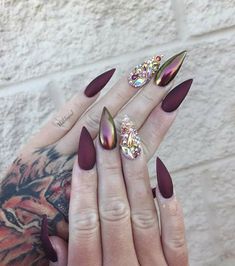 Wow Nails, Goth Nails, Edgy Nails, Cute Nail Art Designs, Colorful Nails, Pretty Nail Art Designs, Nail Art Designs Videos, Simple Nail Art Designs, Gem Nails