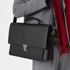 City Laptop Briefcase in Black Pebble | Aspinal of London Modern Saffiano Leather Briefcase For Business Trips, Modern Textured Leather Briefcase For Work, Black Saffiano Leather Briefcase For Work, Modern Black Saffiano Leather Briefcase, Classic Textured Leather Bag For Business Trips, Timeless Textured Leather Briefcase For Business, Modern Textured Leather Briefcase For Office, Elegant Textured Leather Briefcase For Business Trips, Luxury Briefcase With Interior Card Slots For Business