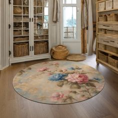 a large rug in the middle of a room