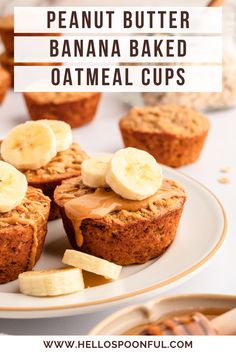 peanut butter banana baked oatmeal cups on a plate