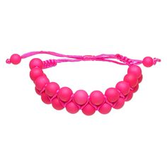 Ultra-feminine and hot pink, this lightweight and ready-to-wear bracelet is made from soft nylon cord and accented by smooth rounds. Easily adjust the size with a wrapped knot closure to fit a wide range of wrist sizes. Colors, shapes and sizes may vary in each lot. Testing for colorfastness is recommended. Neon Bracelets, Ultra Feminine, Pink Neon, 10 Inch, Neon Pink, Knot, Hot Pink, Neon, Range