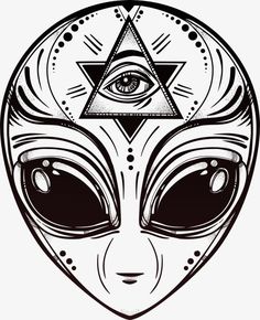 an alien head with the word believe in it's center and an all seeing eye