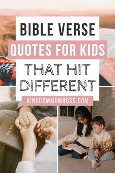 the words bible verses for kids that hit different things in front of them, including books