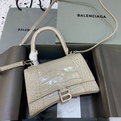 Balen Hourglass Small Handbag In Beige Balenciaga Bag, Small Handbags, Bago, Crossbody Strap, Satchel Bags, Monaco, Designing Women, Contact Us, Fashion Bags