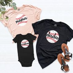 Family Baseball Shirts, Custom Baseball Shirt, Personalized Baseball Tee, Baseball Mama Dada Baby Shirt, Baseball Birthday Family Shirts. HI! Welcome to my store, I'm delighted to see you here. My store's main goal is to provide you with premium everyday apparel with the best graphic t-shirts. I see you as a friend, not just a customer. I'm sure you'll love my designs. You can order the same design 4XL and 5XL large sizes from the link, please specify the details in the order note.   https://ets Customizable Short Sleeve T-shirt For First Birthday, Graphic Tee For First Birthday With Short Sleeves, Matching Crew Neck T-shirt For First Birthday, Casual Pre-shrunk T-shirt For First Birthday, Casual T-shirt With Custom Print For Playtime, Casual Tops With Custom Print For Playtime, Short Sleeve T-shirt With Name Print For Playtime, Customizable Short Sleeve Tops For First Birthday, Customizable Short Sleeve Tops For Father's Day