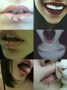 four different pictures of the same person with their nose piercings and cat's nose