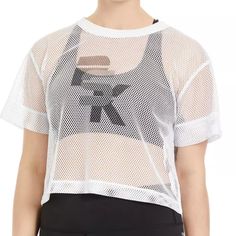 Brand New With Tags , Size:: Women's Size Large Color:: White Psk Collective’s Mesh Shirt Is The Stylish Layering Item You Need For Your Wardrobe. Mesh Fabric Material Is Breathable And Can Be Used As Activewear Or Athleisure Wear. Available Is Fun, Vibrant Colors To Add A Pop Of Color To Your Outfit Or Workouts. Comfortable Fit For Any Body Size And For Any Activity. Must-Have Mesh Meets This Women's Cropped Tee From Psk Collective For The Ultimate Layering Piece. Psk Collective Donates Fifteen Trendy Mesh Short Sleeve Tops, Trendy Short Sleeve Mesh Top, Casual Mesh Short Sleeve Crop Top, White Mesh Casual T-shirt, Spring Mesh Top With Short Sleeves, Spring Mesh Short Sleeve Tops, Casual Mesh Crew Neck Tops, Stretch Mesh Tops With Short Sleeves, White Mesh Crew Neck Top