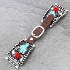 Brand New Metal & Leather Accents Rose & Cactus Theme Small Western Cactus Apple Watch Band Works With 38mm ~ 41mm Of Apple Watch Large Western Cactus Apple Watch Band Works With 42mm ~ 45mm Of Apple Watch Replacement Tool Not Included Western Cactus, Apple Watch Leather, Leather Accents, New Metal, Apple Watch Band, Turquoise Jewelry, Apple Watch Bands, Watch Band, Blue Brown