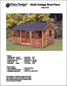 the plans for a small log cabin with porches and decking are shown in this manual