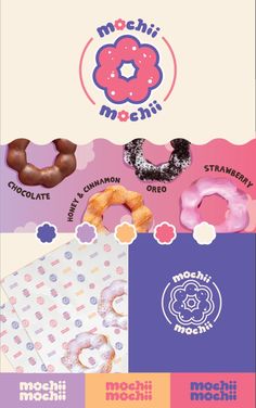 an advertisement for doughnuts and donuts with the words mochii mochii on it