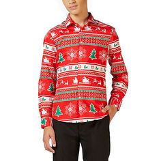 Designed with a festive Christmas-inspired print, this Opposuits big boy's shirt is the perfect style for holiday photos. It's made from stretch-cotton poplin with a spread collar, long sleeves, button cuffs, and a curved hem to effortlessly layer over chinos or jeans.Features: Stretch FabricClosure Type: ButtonFit: Slim FitNeckline: Collar NeckSleeve Length: Long SleeveFiber Content: 97% Cotton, 3% SpandexFabric Description: PoplinCollar: Spread CollarCare: Line Dry, Machine WashCountry of Orig Christmas Spread, Tops Dress, Red Shirt Dress, Boys Christmas, Perfect Style, Long Sleeve Shirt Dress, Holiday Photos, Boys Shirts, Dress Shirts