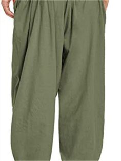 Gender: Men'sPants Type: Summer Pants, Linen Pants, Beach Pants, TrousersStyle: Streetwear, DesignerOccasion: Casual, Daily, HolidayFabric: Linen / Cotton BlendDesign: Elastic Waist, DrawstringWaistline: Mid WaistPattern: PlainSeason: Spring SummerFunction: Comfort, BreathableFit Type: Regular FitFly Type: Elasticity, Drawstring Baggy Harem Pants With Pockets For Vacation, High Waist Harem Pants With Pockets For Vacation, Baggy Solid Color Pants For Vacation, Green Harem Pants With Pockets For Vacation, Non-stretch Summer Parachute Pants, High-waisted Khaki Harem Pants With Elastic Waistband, Solid Color Vacation Harem Pants With Pockets, Khaki Cargo Pants For Summer Loungewear, Summer Khaki Cargo Pants For Loungewear