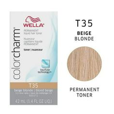 ColorCharm Permanent Liquid Hair Toner T35 Beige Blonde (1.4oz) by Wella CL04773 * Extra Mild Toner * Gentle To The Hair * Tones Pre-Lightened Hair Evenly Size: 1.4 oz. Toner For Yellow Hair, Blonde Toners, Toner For Blonde Hair, Blond Beige, Lightened Hair, Ash Beige, Wella Color Charm, Liquid Hair, Hair Toner