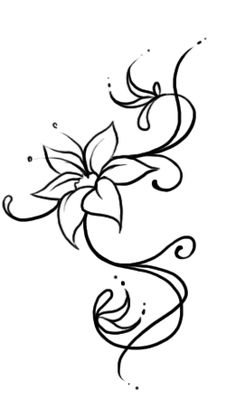 a black and white drawing of a flower with swirls on its petals, in the shape of a letter e