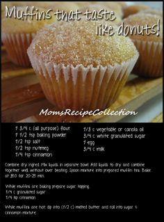 a recipe for muffins that taste like donuts