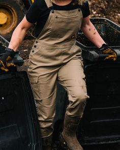 It's here! A classic utility overall - engineered for HER. Made with performance ready stretch canvas for active mobility, these overalls are crafted with function and form in mind. All the essential pockets, loops and closures to keep your tools handy and your belongings secure. Factory Worker Outfit Women, Yard Work Outfit, Warehouse Worker Outfit Women, Women In Construction Outfits, Mechanic Outfit, Active Mobility, Mechanic Clothes, Construction Outfit, Work Overalls