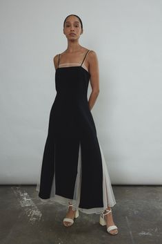 Theodora Dress – Kamperett Sheer Black Tie Dress, Cocktail Style Outfits, Sleek Futuristic Fashion, Paloma Wool Dress, Modernist Fashion, Two In One Dress, Style Slip Dress, Dress Layering, A Line Midi Dress