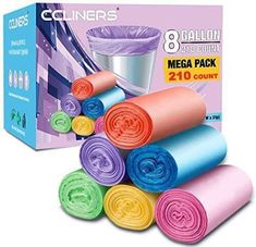 the packaging is full of colorful rolls of paper