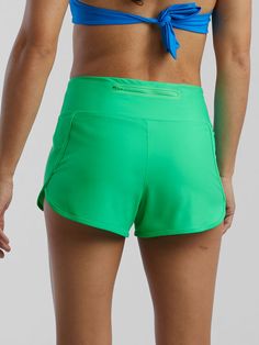 Women's Swim Shorts with Zipper Pockets Green Swim Trunks With Built-in Shorts For Poolside, Green Swimwear With Built-in Shorts For Beach, Functional Swimwear With Built-in Shorts For Swimming, Casual Sports Tankini With Built-in Shorts, Green Athleisure Swim Trunks For Swimming, Green Beach Bottoms With Built-in Shorts, Green Swimwear With Upf 50+ For Sports, Green Sporty Athletic Shorts For Poolside, Green Swimwear With Built-in Shorts For Sports